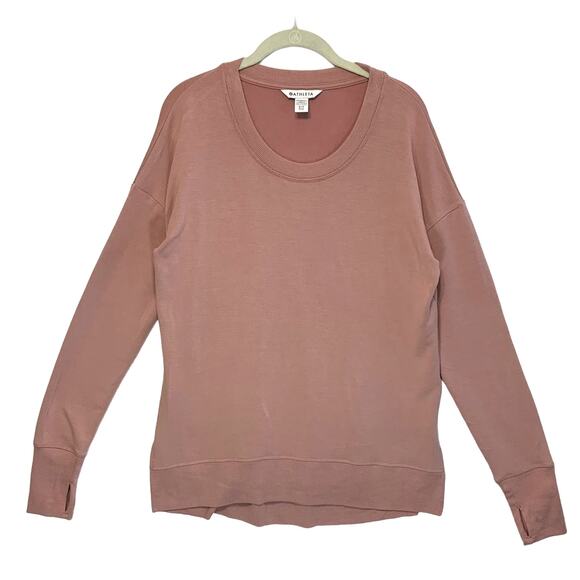 Athleta Coaster Luxe Modal Blend Pullover Sweatshirt Women's ST Pink Athleisure - Picture 1 of 8